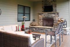 Firerock 48" Outdoor Fireplace with Bucks County Southern Ledge Stone and Black Hills Flagstone