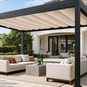 Azenco Outdoor R-Weave™ Retractable Fabric Pergola